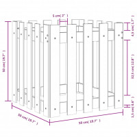 Produktbild för Odlingslåda med staket-design vit 50x50x50 cm massiv furu