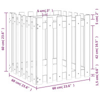 Produktbild för Odlingslåda med staket-design vit 60x60x60 cm massiv furu