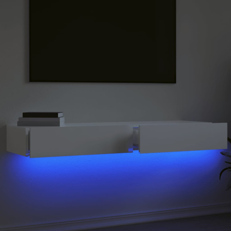 Produktbild för Tv-bänkar med LED-belysning 2 st vit högglans 60x35x15,5 cm