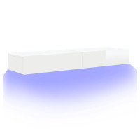 Miniatyr av produktbild för Tv-bänkar med LED-belysning 2 st vit högglans 60x35x15,5 cm