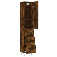 Produktbild för Högskåp rökfärgad ek 34,5x34x180 cm konstruerat trä