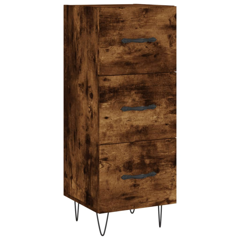 Produktbild för Högskåp rökfärgad ek 34,5x34x180 cm konstruerat trä