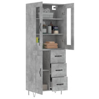Produktbild för Högskåp betonggrå 69,5x34x180 cm konstruerat trä