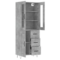 Produktbild för Högskåp betonggrå 69,5x34x180 cm konstruerat trä