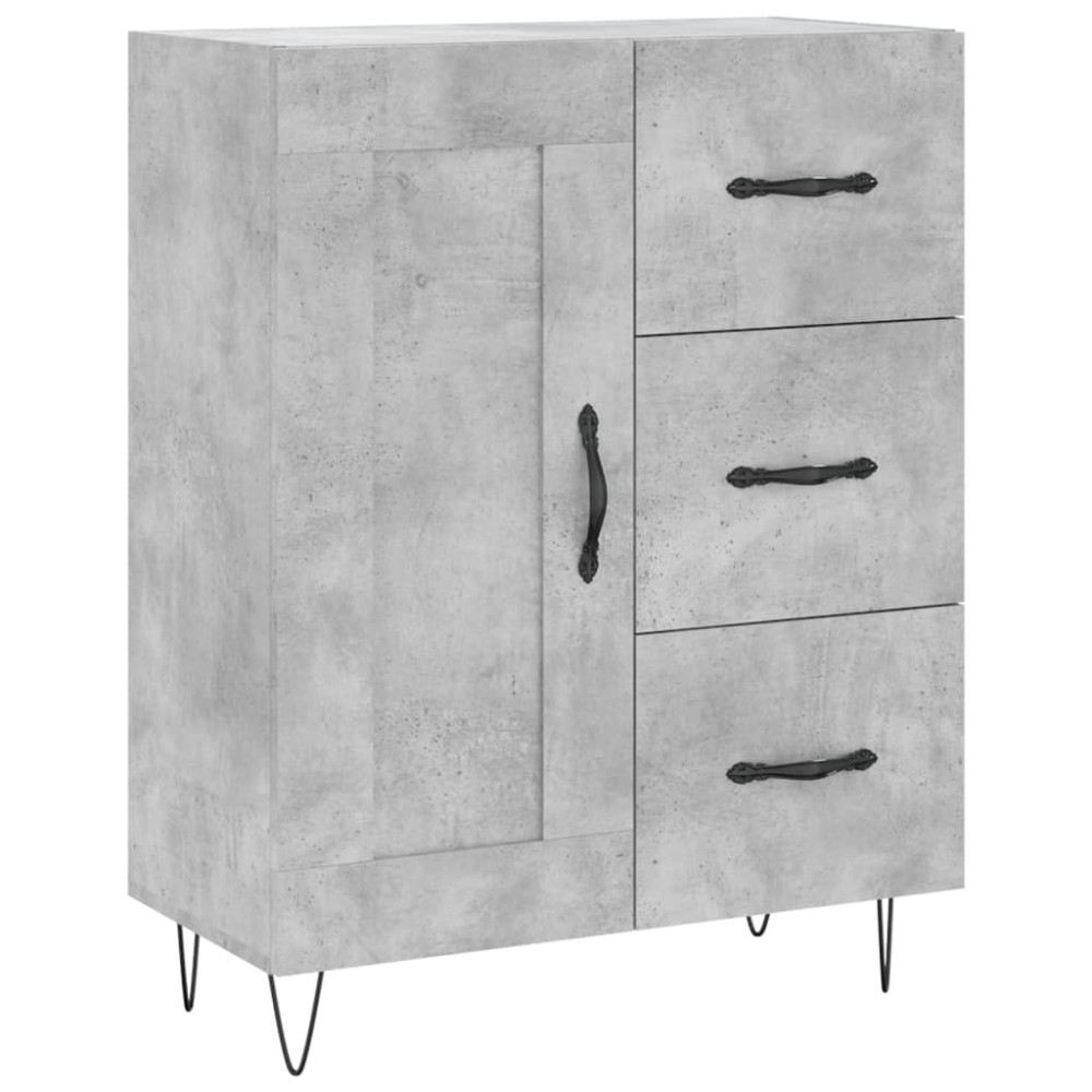 Produktbild för Högskåp betonggrå 69,5x34x180 cm konstruerat trä