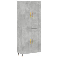 Produktbild för Högskåp betonggrå 69,5x34x180 cm konstruerat trä