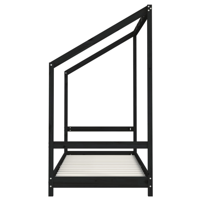 Produktbild för Sängram för barnsäng svart 2x(80x200) cm massiv furu