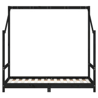 Miniatyr av produktbild för Sängram för barnsäng svart 2x(80x160) cm massiv furu