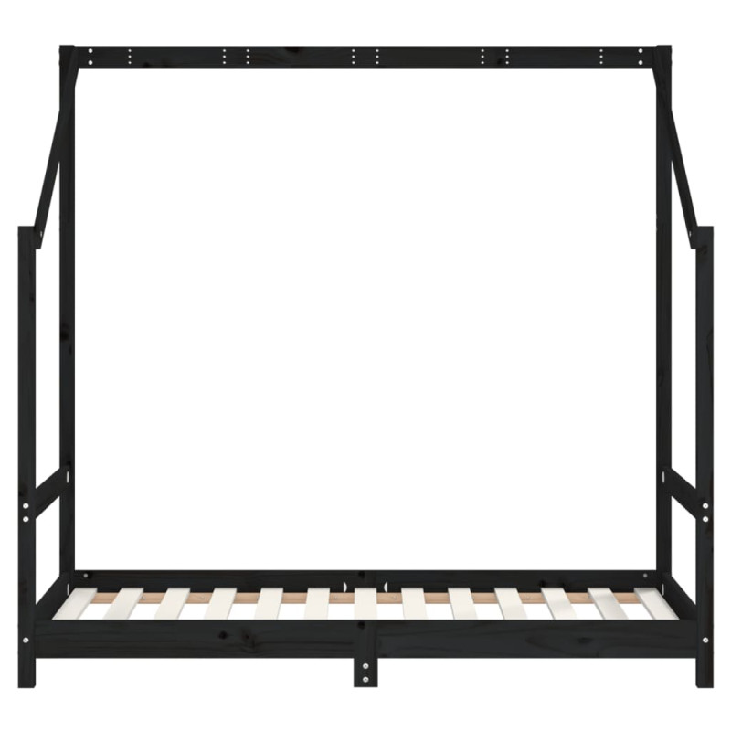Produktbild för Sängram för barnsäng svart 2x(80x160) cm massiv furu