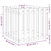 Produktbild för Odlingslåda med staket-design 60x60x60 cm massiv furu