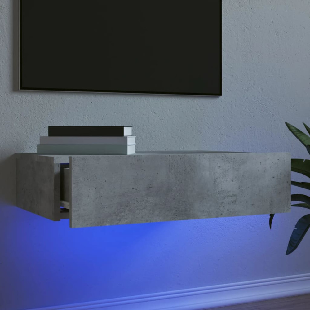 Produktbild för Tv-bänkar med LED-belysning 2 st betonggrå 60x35x15,5 cm