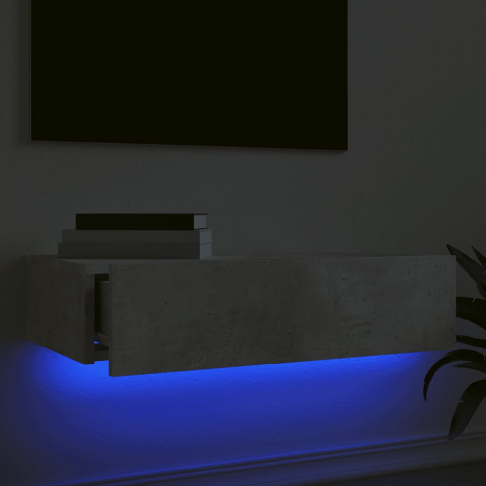 Produktbild för Tv-bänkar med LED-belysning 2 st betonggrå 60x35x15,5 cm