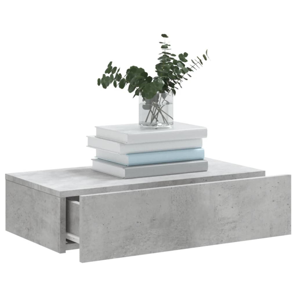 Produktbild för Tv-bänkar med LED-belysning 2 st betonggrå 60x35x15,5 cm