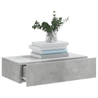 Produktbild för Tv-bänkar med LED-belysning 2 st betonggrå 60x35x15,5 cm