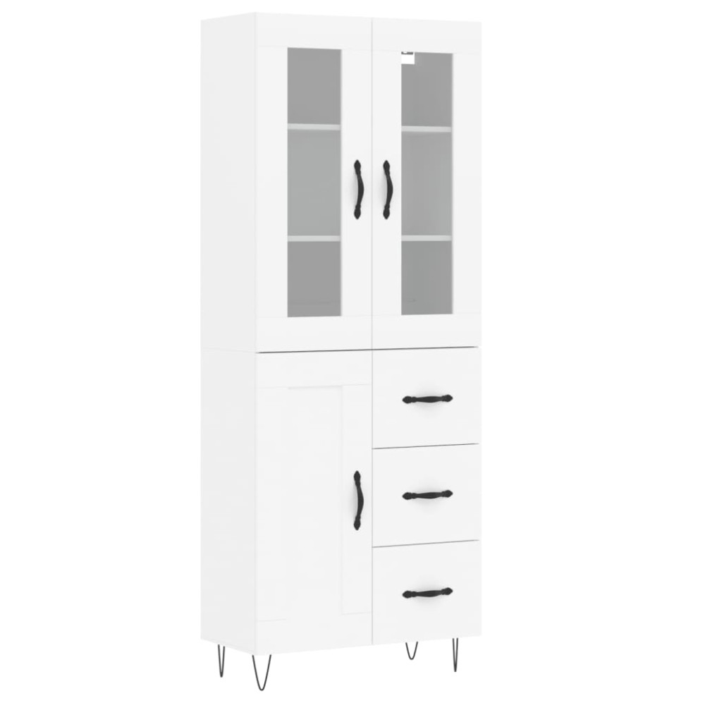 Produktbild för Högskåp vit 69,5x34x180 cm konstruerat trä