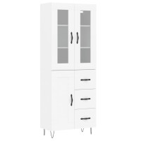 Produktbild för Högskåp vit 69,5x34x180 cm konstruerat trä