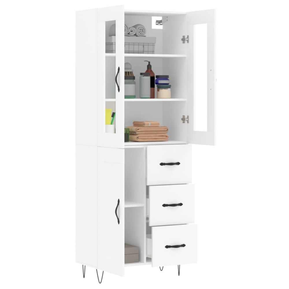 Produktbild för Högskåp vit 69,5x34x180 cm konstruerat trä