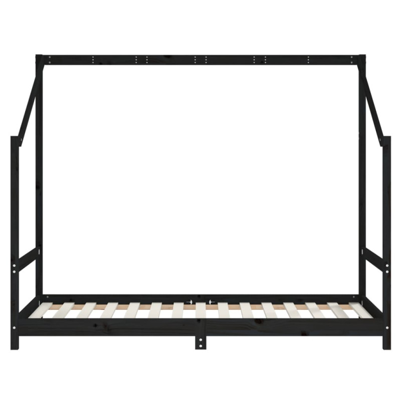 Produktbild för Sängram för barnsäng svart 2x(90x190) cm massiv furu
