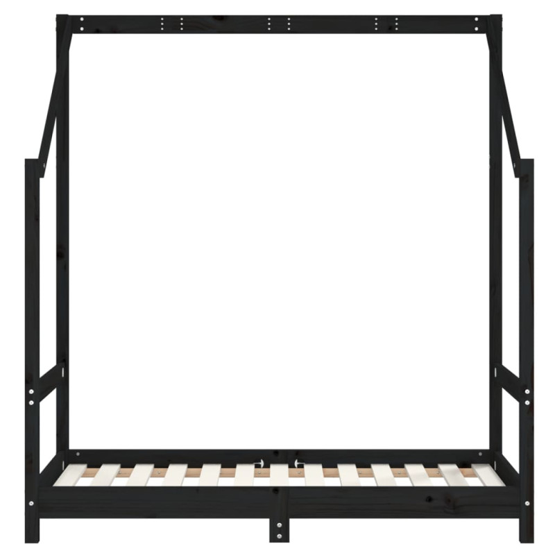 Produktbild för Sängram för barnsäng svart 2x(70x140) cm massiv furu