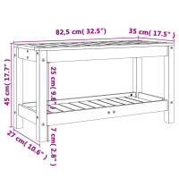 Produktbild för Trädgårdsbänk vit 82,5x35x45 cm massiv furu