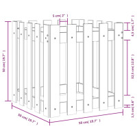 Produktbild för Odlingslåda med staket-design 50x50x50 cm impregnerat furu