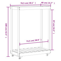 Produktbild för Vedställ med hjul 76,5x40x108 cm massiv furu