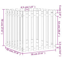 Produktbild för Odlingslåda med staket-design vit 70x70x70 cm massiv furu