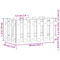 Produktbild för Odlingslåda med staket-design vit 60x30x30 cm massiv furu