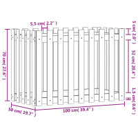 Produktbild för Odlingslåda med staket-design 100x50x70 cm massiv furu