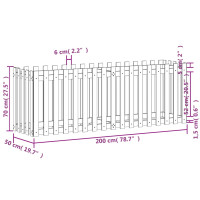 Produktbild för Odlingslåda med staket-design vit 200x50x70 cm massiv furu