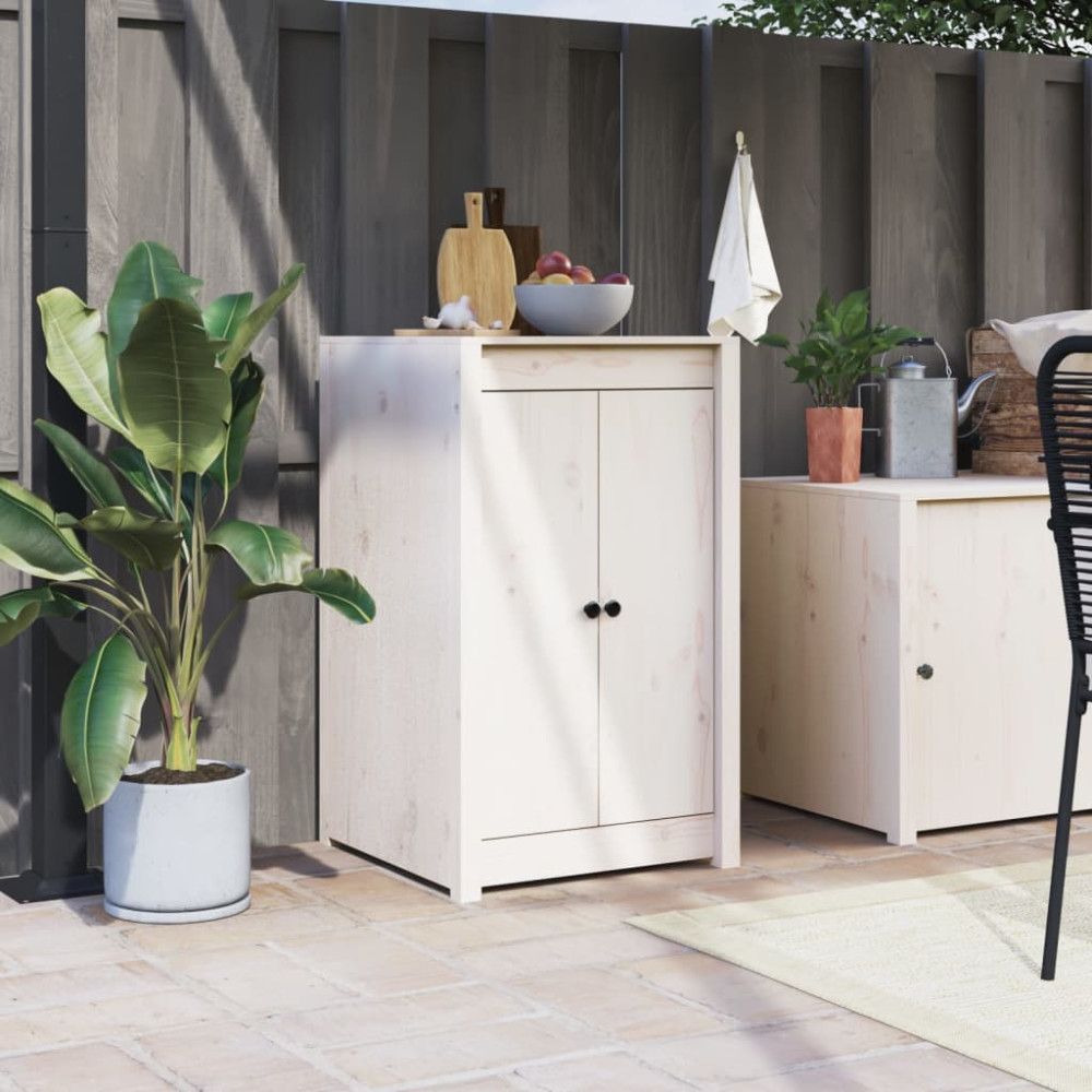 Produktbild för Köksluckor för utomhusbruk MEPPEL vit 50x9x82 cm massiv furu