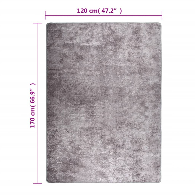 Produktbild för Matta tvättbar grå 120x170 cm halkfri