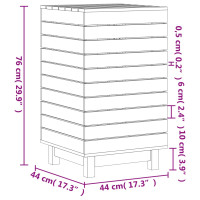 Produktbild för Tvättkorg vit 44x44x76 cm massiv furu