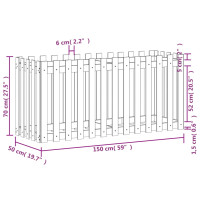 Produktbild för Odlingslåda med staket-design vit 150x50x70 cm massiv furu