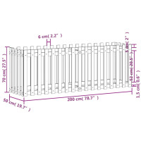 Produktbild för Odlingslåda med staket-design svart 200x50x70 cm massiv furu