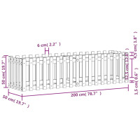 Produktbild för Odlingslåda med staket-design svart 200x50x50 cm massiv furu