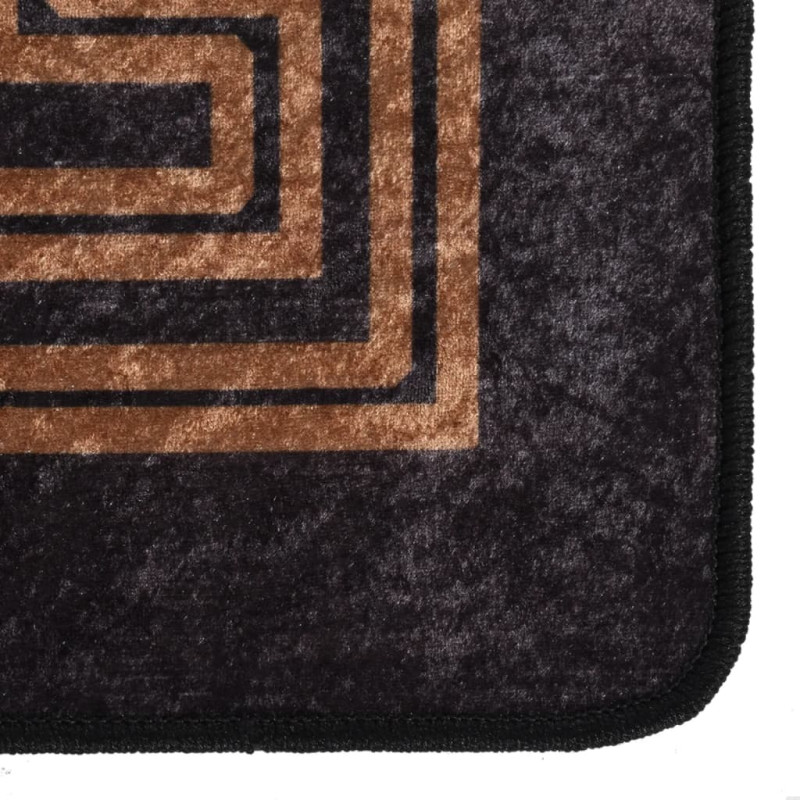 Produktbild för Matta tvättbar svart och guld 150x230 cm halkfri