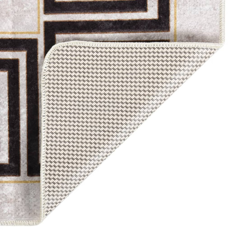 Produktbild för Matta tvättbar vit och svart 150x230 cm halkfri