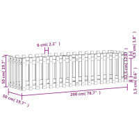 Produktbild för Odlingslåda med staket-design 200x50x50 cm massivt douglasträ