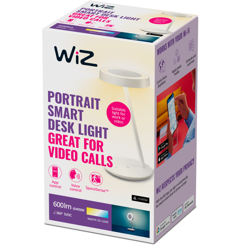 Produktbild för Portrait Smart skrivbordslampa/belysning för videosamtal 600lm