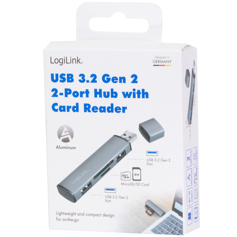 Produktbild för USB-hub (USB 3.2 Gen2) Minneskortsläsare/USB-A