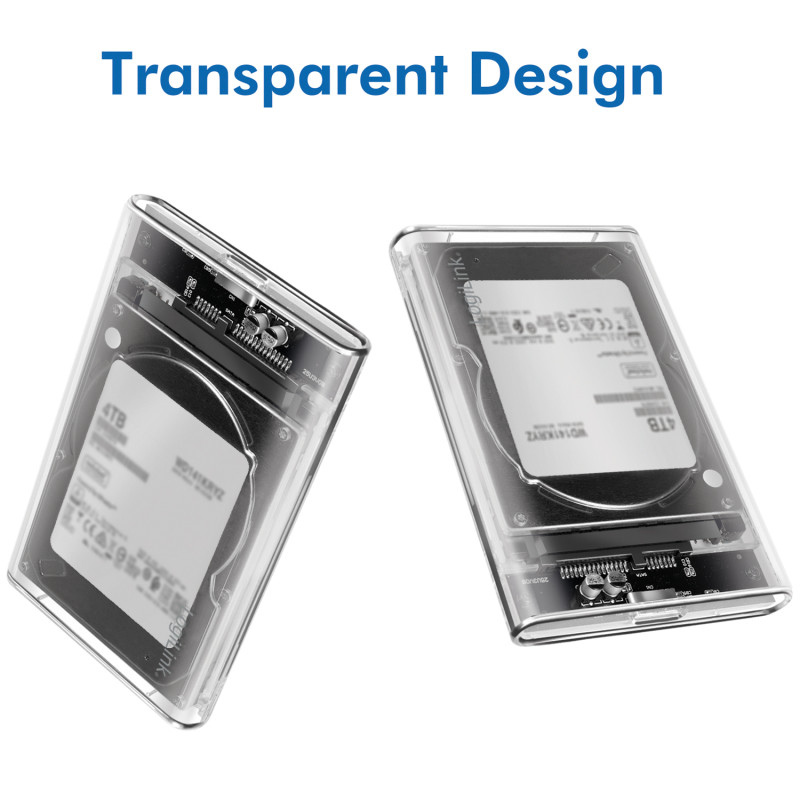 Produktbild för Hårdiskkabinett 2,5 USB 3.0 Skruvfri design Transparent