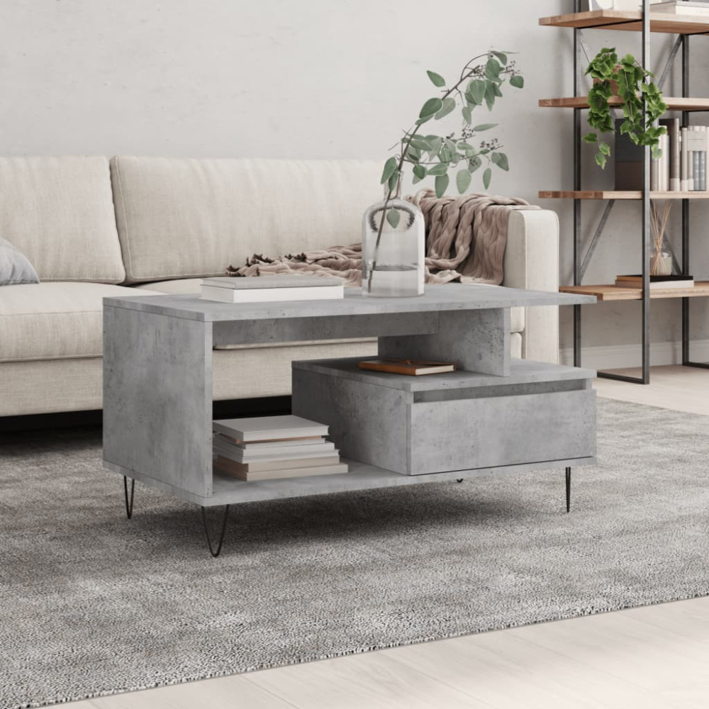 Produktbild för Soffbord betonggrå 90x49x45 cm konstruerat trä