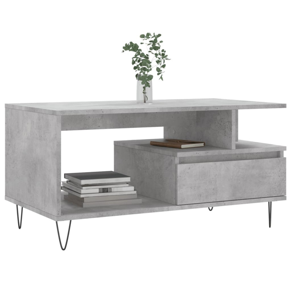 Produktbild för Soffbord betonggrå 90x49x45 cm konstruerat trä