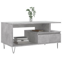 Produktbild för Soffbord betonggrå 90x49x45 cm konstruerat trä
