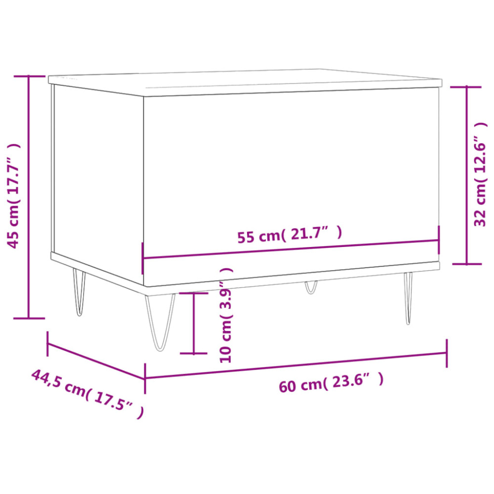 Produktbild för Soffbord betonggrå 60x44,5x45 cm konstruerat trä