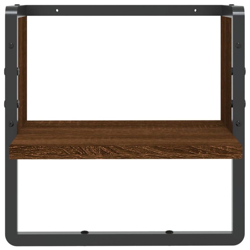 Produktbild för Vägghylla med stång brun ek 30x25x30 cm