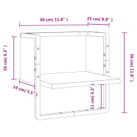 Produktbild för Vägghylla med stänger rökfärgad ek 30x25x30 cm