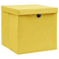 Produktbild för Förvaringslådor med lock 4 st 28x28x28 cm gul