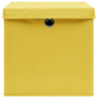 Produktbild för Förvaringslådor med lock 4 st 28x28x28 cm gul
